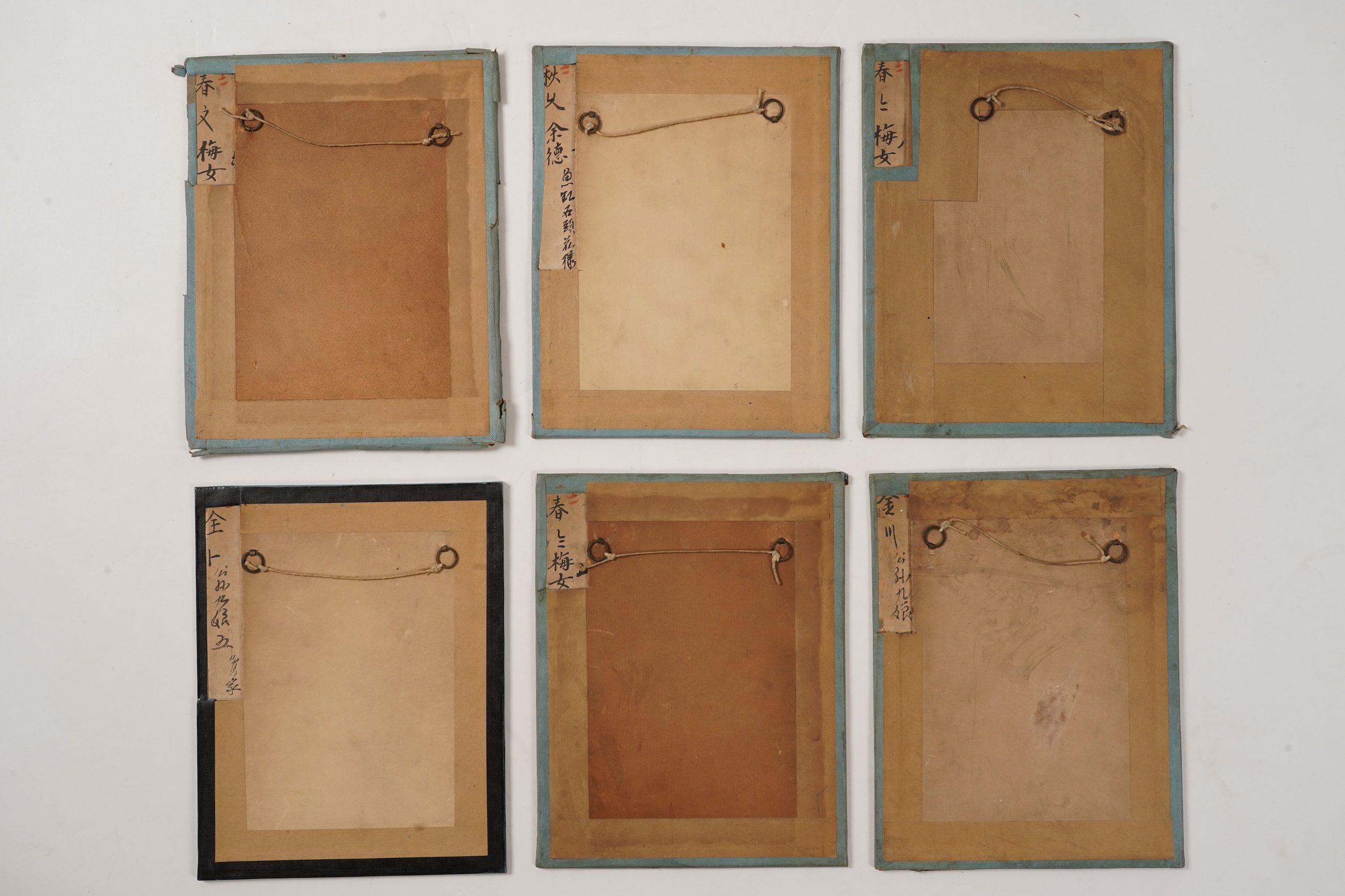 Chinese School , (19th century), Scenes from Qing court, Six gouache paintings from an album, Image 18cm x 16.5cm